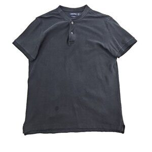 Nautica Slim Fit Heavy Crew Neck Shirt Men's Large Dark Navy Blue EUC LN